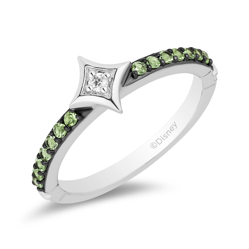 Enchanted Disney Ultimate Princess Celebration Tiana Peridot and Diamond Accent Star Stackable Ring in Sterling Silver