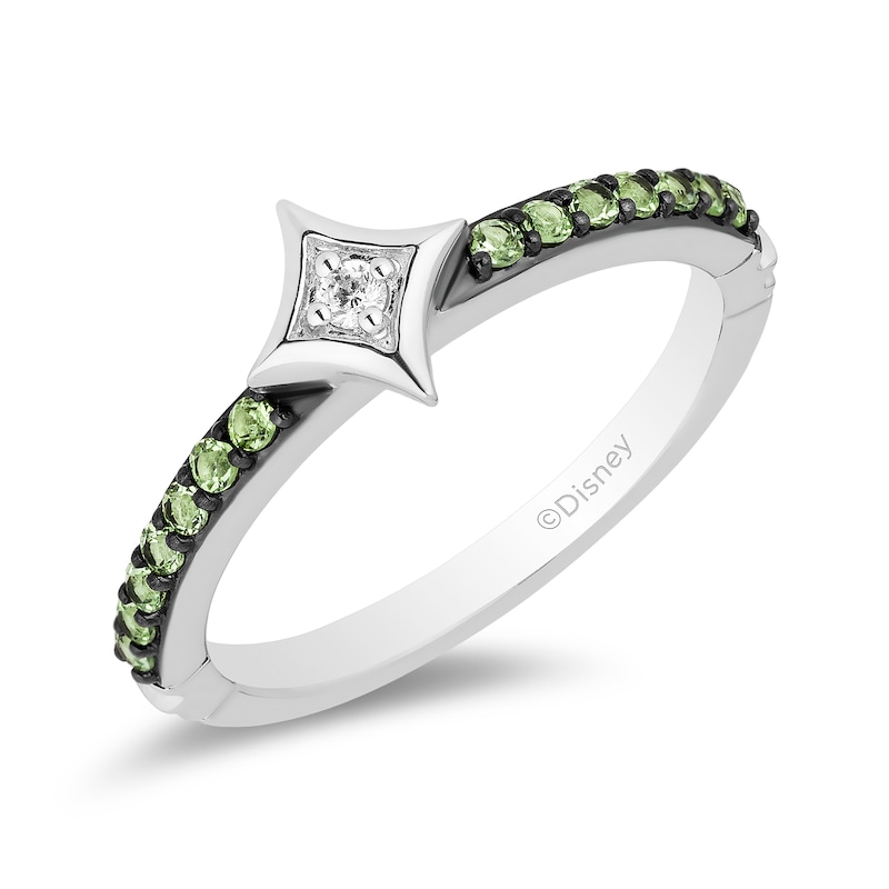 Main Image 1 of Enchanted Disney Ultimate Princess Celebration Tiana Peridot and Diamond Accent Star Stackable Ring in Sterling Silver