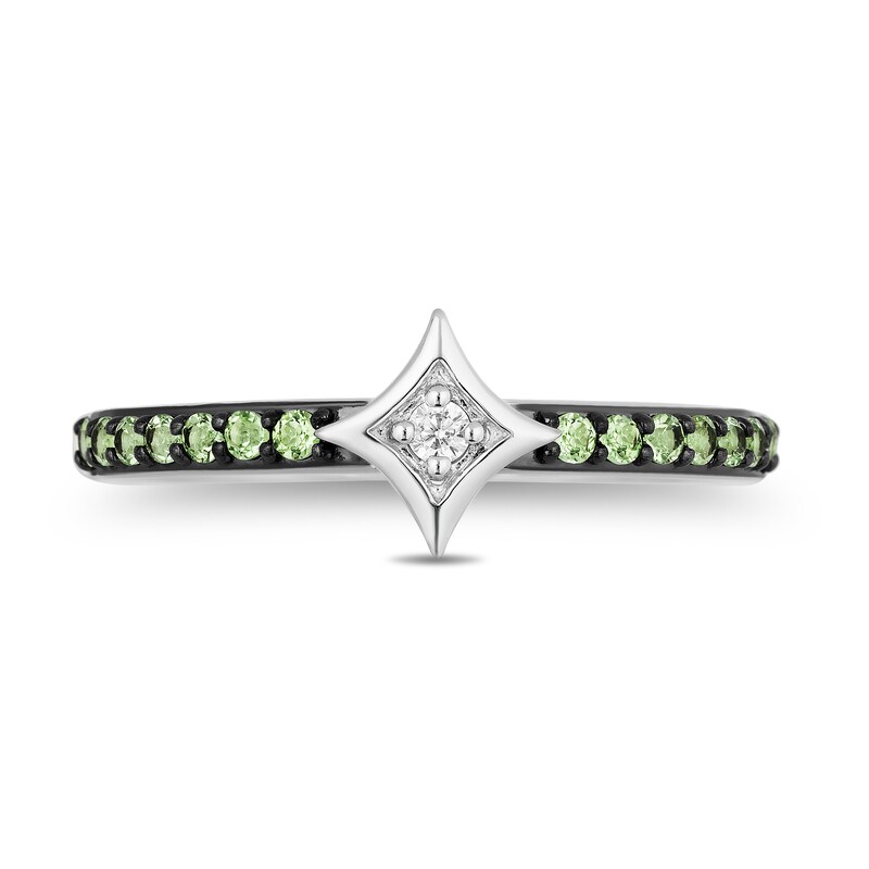 Enchanted Disney Ultimate Princess Celebration Tiana Peridot and Diamond Accent Star Stackable Ring in Sterling Silver