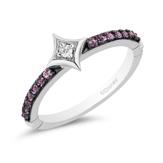 Enchanted Disney Ultimate Princess Celebration Rapunzel Amethyst and Diamond Accent Star Ring in Sterling Silver