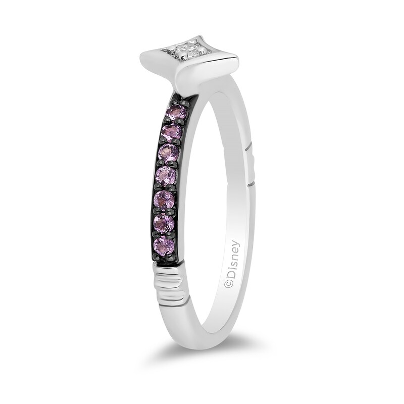 Main Image 2 of Enchanted Disney Ultimate Princess Celebration Rapunzel Amethyst and Diamond Accent Star Ring in Sterling Silver