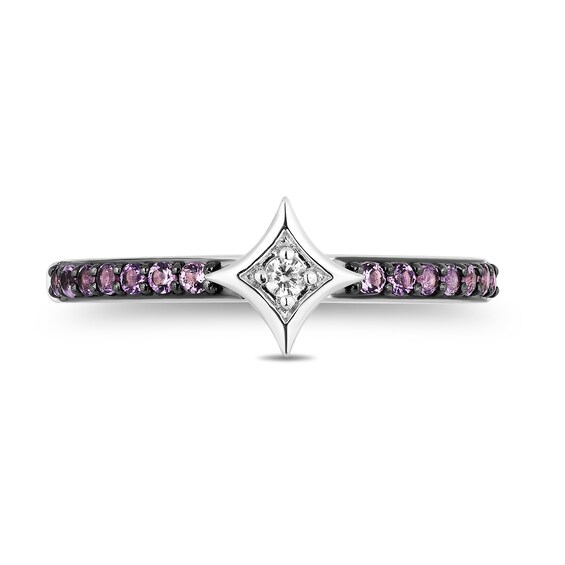 Enchanted Disney Ultimate Princess Celebration Rapunzel Amethyst and Diamond Accent Star Ring in Sterling Silver