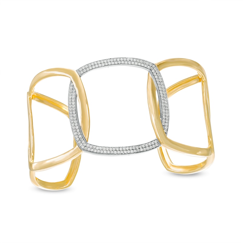 7/8 CT. T.W. Diamond Interlocking Links Cuff in 10K Gold