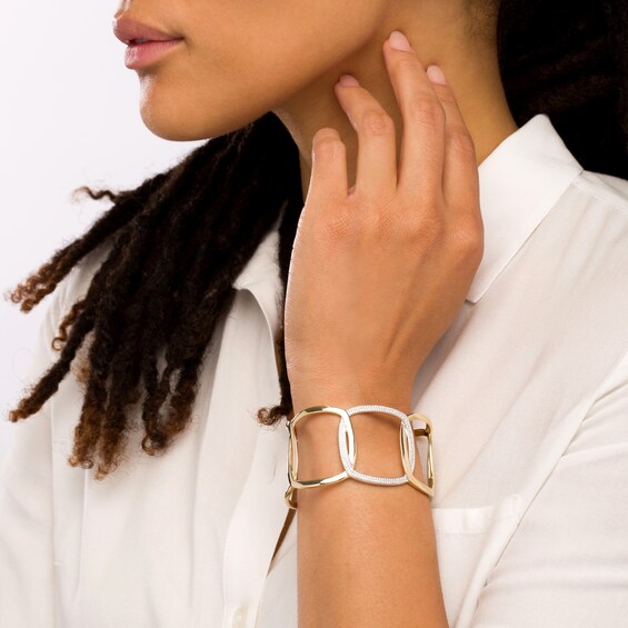 7/8 CT. T.w. Diamond Interlocking Links Cuff in 10K Gold