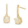 Thumbnail Image 1 of 6.0mm Opal and 1/20 CT. T.W. Diamond Drop Earrings in 10K Gold