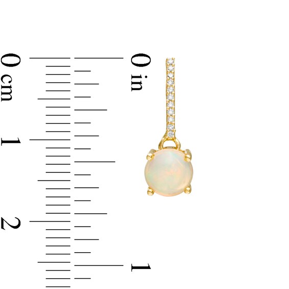 6.0mm Opal and 1/20 CT. T.w. Diamond Drop Earrings in 10K Gold