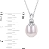 Thumbnail Image 3 of 8.5-9.0mm Oval Freshwater Cultured Pearl and Diamond Accent Doorknocker Drop Pendant in Sterling Silver