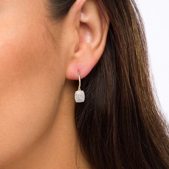 1/3 CT. T.W. Composite Diamond Elongated Cushion Frame Drop Earrings in 10K Gold 1/3 CT. T.W. Composite Diamond Elongated Cushion Frame Drop Earrings in 10K Gold
