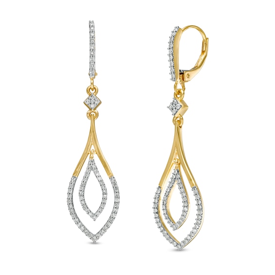 1/2 CT. T.w. Diamond Double Outline Teardrop Earrings in 10K Gold
