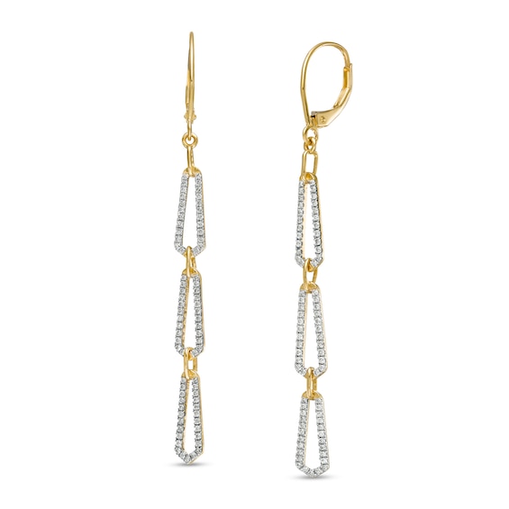 1/2 CT. T.w. Diamond Paper Clip-Style Drop Earrings in 10K Gold