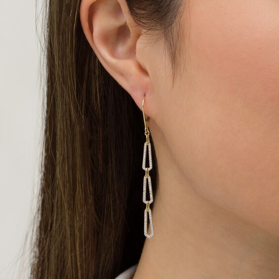 1/2 CT. T.w. Diamond Paper Clip-Style Drop Earrings in 10K Gold