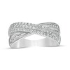 Thumbnail Image 1 of 1/2 CT. T.W. Baguette and Round Diamond Crossover Anniversary Band in 10K White Gold