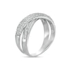 Thumbnail Image 3 of 1/2 CT. T.W. Baguette and Round Diamond Crossover Anniversary Band in 10K White Gold