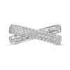 Thumbnail Image 4 of 1/2 CT. T.W. Baguette and Round Diamond Crossover Anniversary Band in 10K White Gold