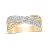 Thumbnail Image 1 of 1/2 CT. T.W. Baguette and Round Diamond Crossover Anniversary Band in 10K Gold