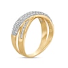 Thumbnail Image 3 of 1/2 CT. T.W. Baguette and Round Diamond Crossover Anniversary Band in 10K Gold