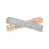 Thumbnail Image 4 of 1/2 CT. T.W. Baguette and Round Diamond Crossover Anniversary Band in 10K Gold