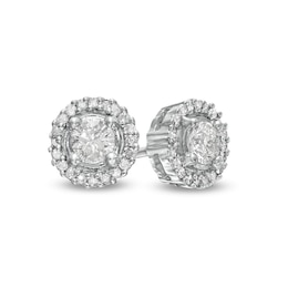 3/8 CT. T.W. Diamond Frame Stud Earrings in 10K White Gold