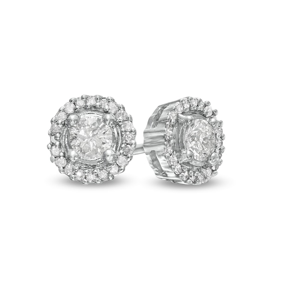 3/8 CT. T.w. Diamond Frame Stud Earrings in 10K White Gold