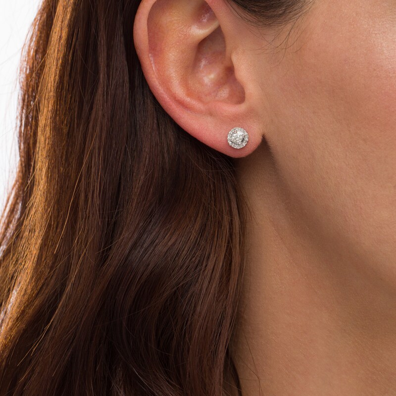 Main Image 2 of 3/8 CT. T.W. Diamond Frame Stud Earrings in 10K White Gold
