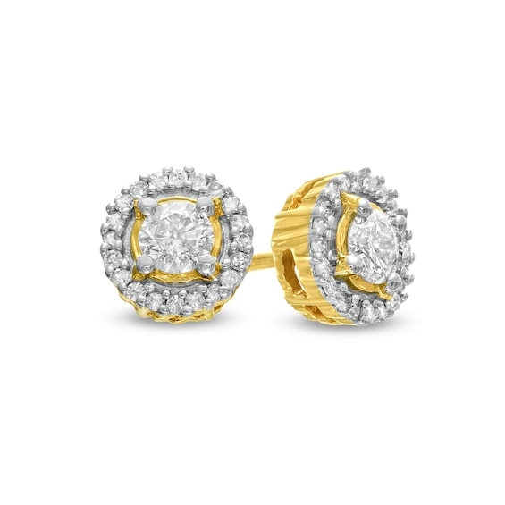 3/8 CT. T.w. Diamond Frame Stud Earrings in 10K Gold