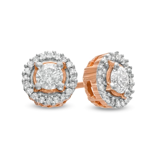 3/8 CT. T.w. Diamond Frame Stud Earrings in 10K Rose Gold