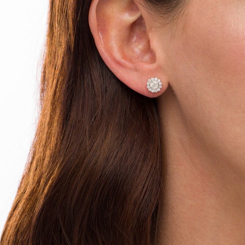 7/8 CT. T.W. Diamond Frame Stud Earrings in 10K Gold