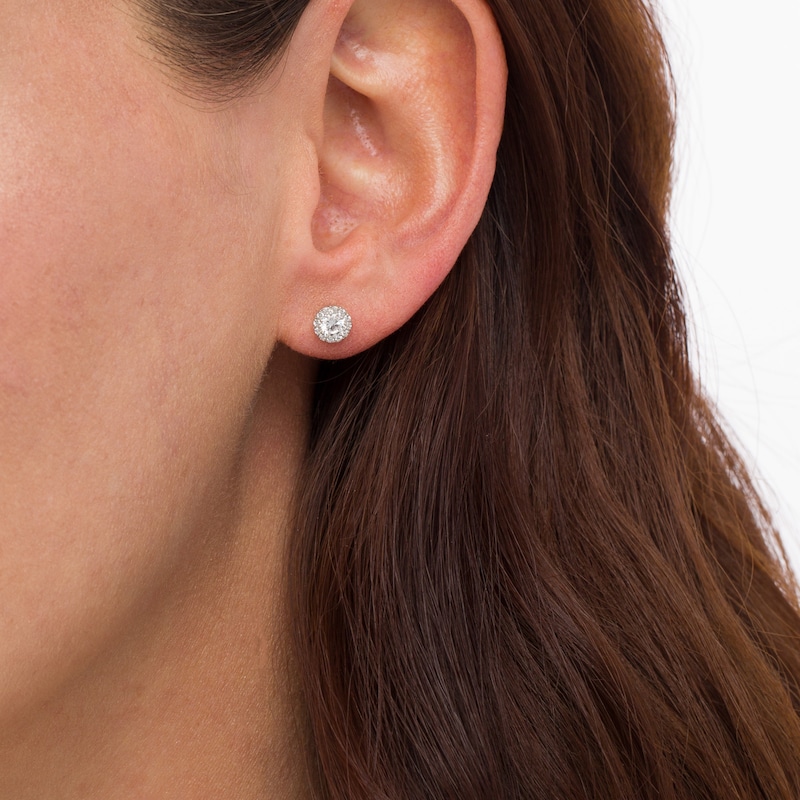 3/8 CT. T.W. Diamond Frame Stud Earrings in 10K White Gold