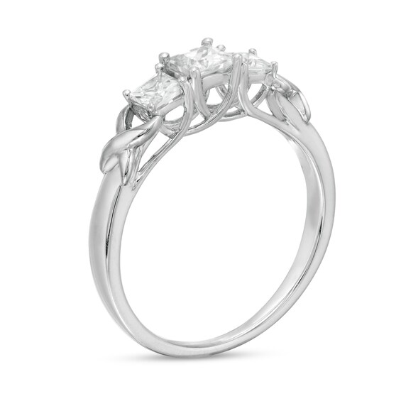 5/8 CT. T.w. Princess-Cut Diamond Three Stone "X" Shank Ring in 10K White Gold