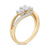 Thumbnail Image 3 of 3/4 CT. T.W. Princess-Cut and Round Diamond Three Stone Bypass Ring in 10K Gold