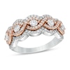 Thumbnail Image 0 of 1 CT. T.W. Diamond Five Stone Twist Scallop Edge Ring in 10K Two-Tone Gold