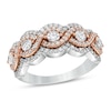 Thumbnail Image 1 of 1 CT. T.W. Diamond Five Stone Twist Scallop Edge Ring in 10K Two-Tone Gold