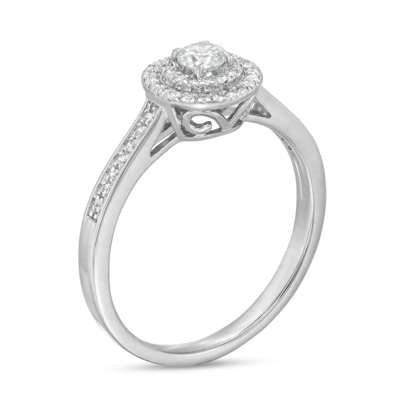 Main Image 3 of 1/3 CT. T.W. Diamond Double Frame Engagement Ring in 10K White Gold