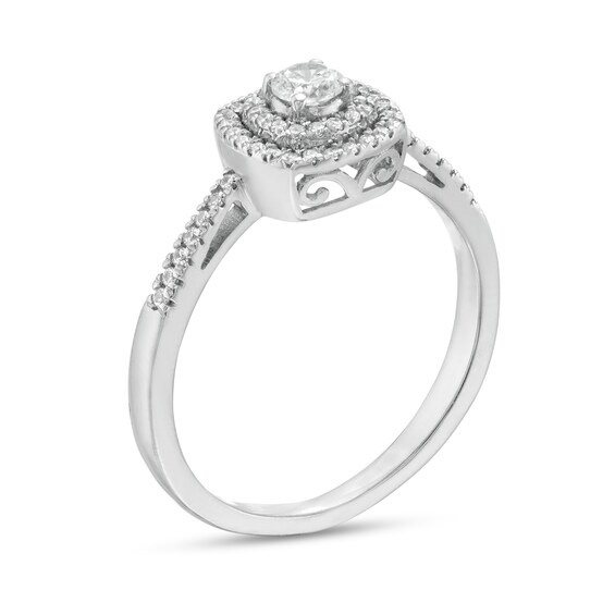 1/3 CT. T.w. Diamond Double Cushion Frame Engagement Ring in 10K White Gold