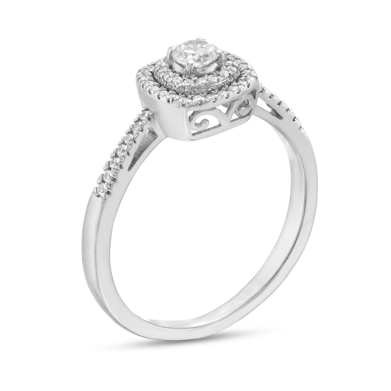 1/3 CT. T.W. Diamond Double Cushion Frame Engagement Ring in 10K White Gold