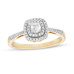 1/3 CT. T.W. Diamond Double Cushion Frame Engagement Ring in 10K Gold