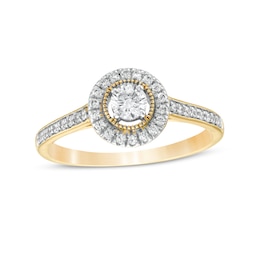 1/3 CT. T.W. Diamond Frame Vintage-Style Engagement Ring in 10K Gold