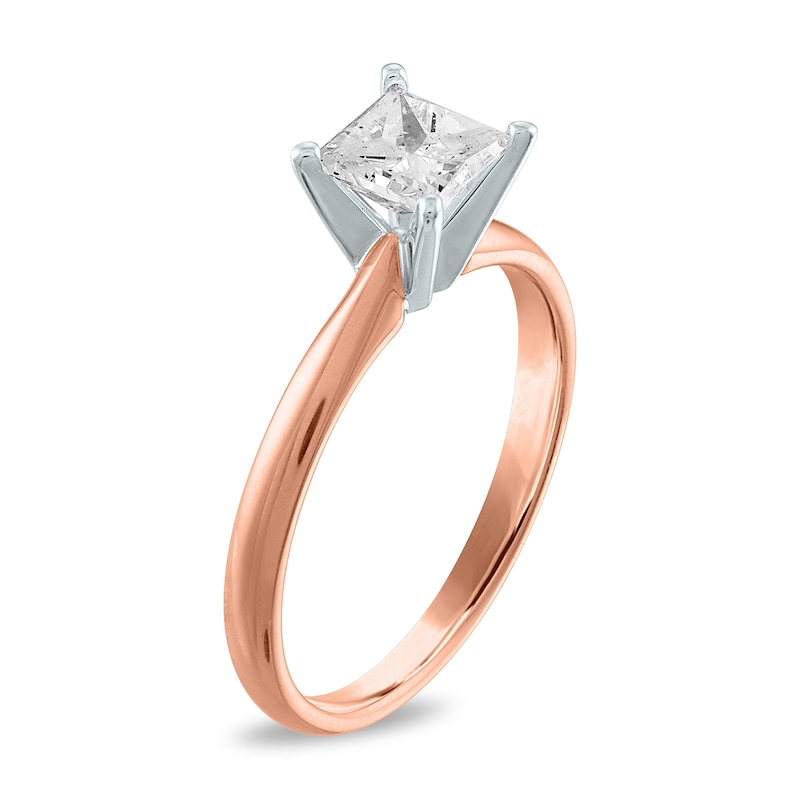 1 CT. Princess-Cut Diamond Solitaire Engagement Ring in 14K Rose Gold (J/I3)