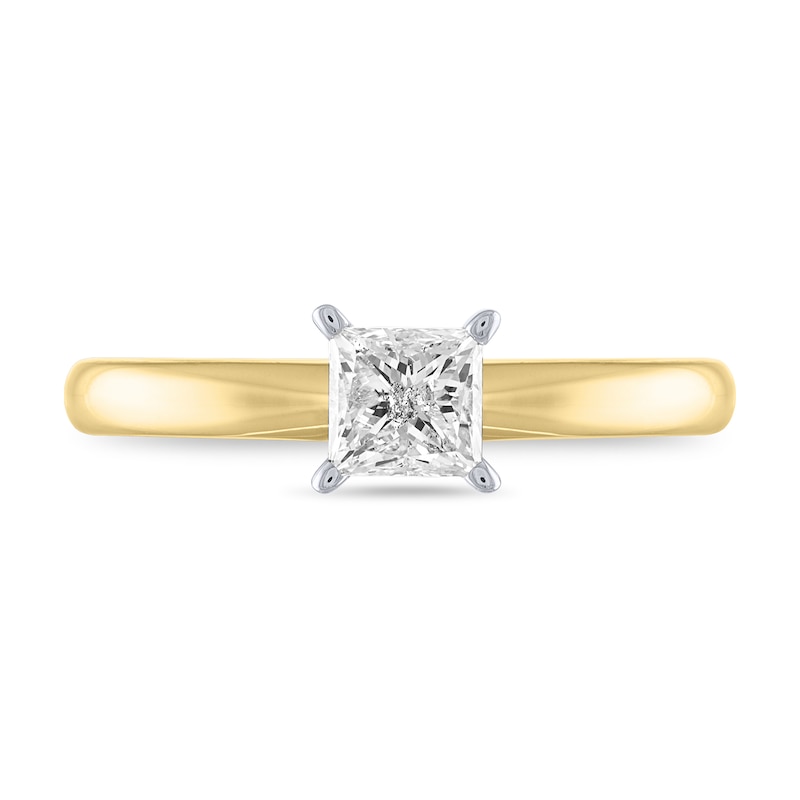Main Image 2 of 1/2 CT. Princess-Cut Diamond Solitaire Engagement Ring in 14K Gold (I/I2)