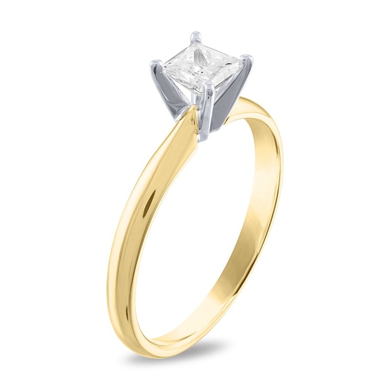 Main Image 3 of 1/2 CT. Princess-Cut Diamond Solitaire Engagement Ring in 14K Gold (I/I2)