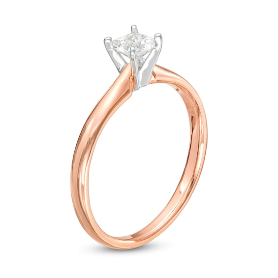 1/ CT. Princess-Cut Diamond Solitaire Engagement Ring in 14K Rose Gold (I/I2