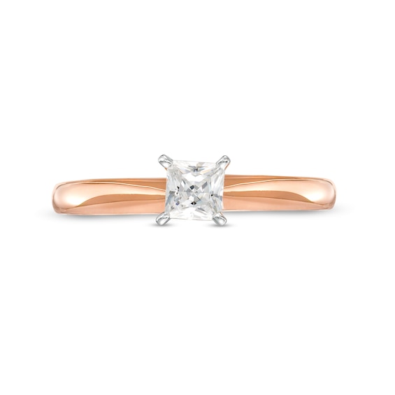 1/ CT. Princess-Cut Diamond Solitaire Engagement Ring in 14K Rose Gold (I/I2
