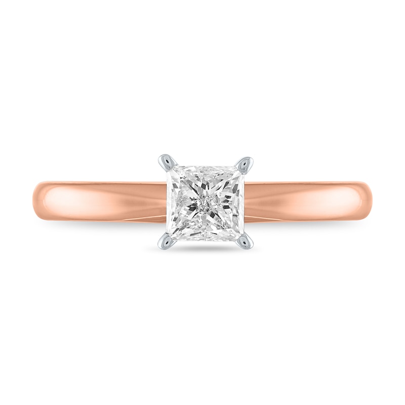 1/2 CT. Princess-Cut Diamond Solitaire Engagement Ring in 14K Rose Gold (I/I2)