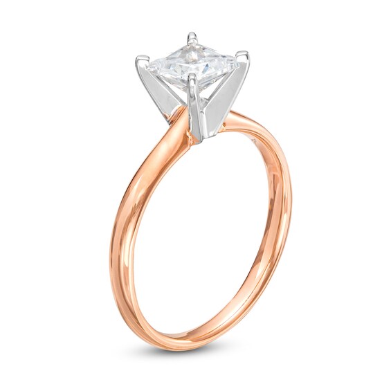 1 CT. Certified Princess-Cut Diamond Solitaire Engagement Ring in 14K Rose Gold (I/I2)