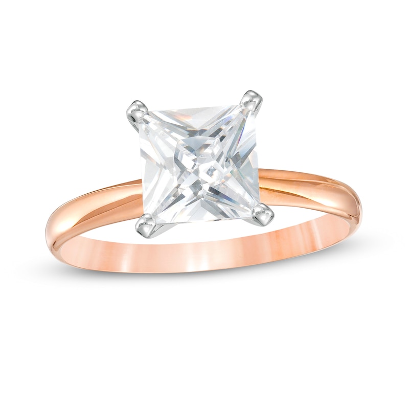 Main Image 1 of 1-1/2 CT. Certified Princess-Cut Diamond Solitaire Engagement Ring in 14K Rose Gold (I/I2)