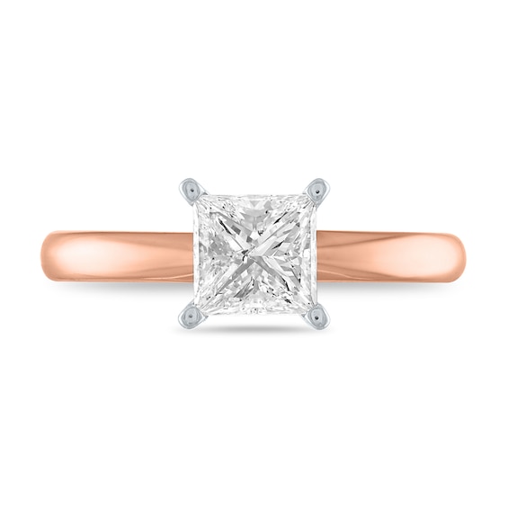 1-1/2 CT. Certified Princess-Cut Diamond Solitaire Engagement Ring in 14K Rose Gold (I/I2)
