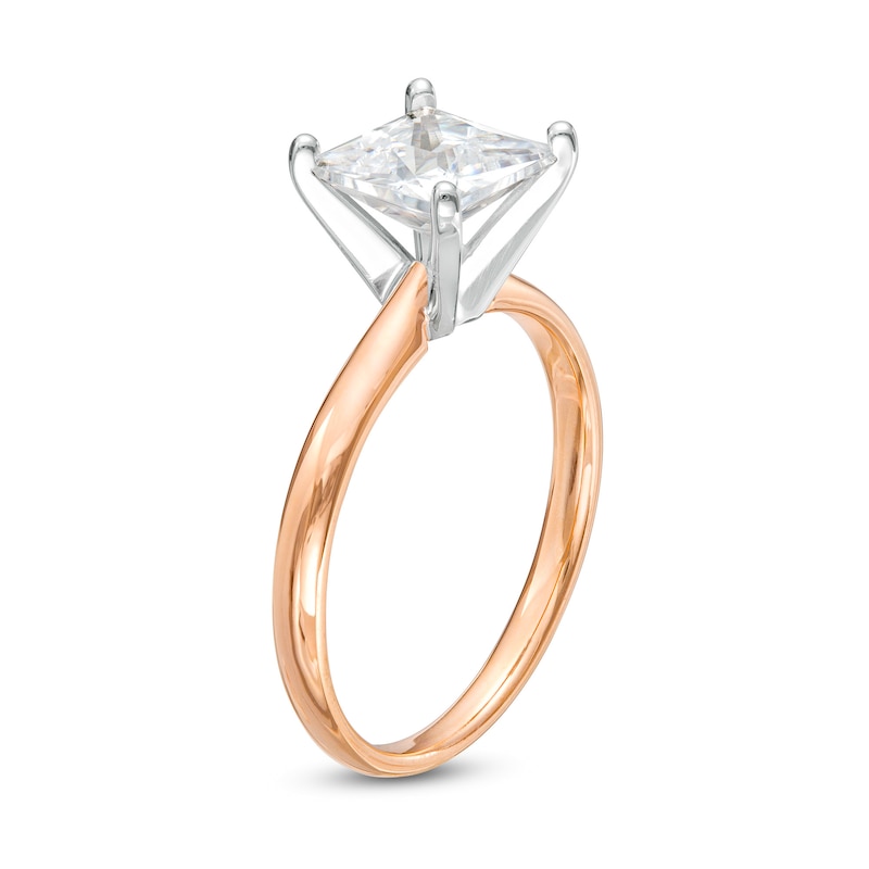 Main Image 3 of 1-1/2 CT. Certified Princess-Cut Diamond Solitaire Engagement Ring in 14K Rose Gold (I/I2)