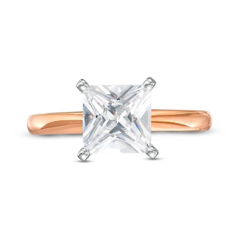 Main Image 4 of 1-1/2 CT. Certified Princess-Cut Diamond Solitaire Engagement Ring in 14K Rose Gold (I/I2)