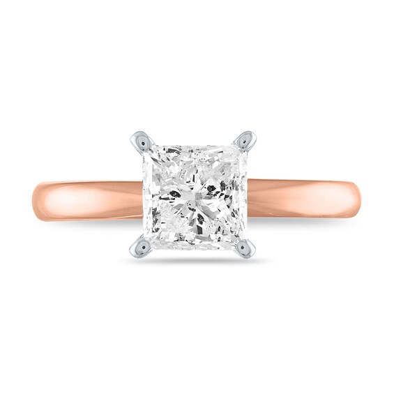2 CT. Certified Princess-Cut Diamond Solitaire Engagement Ring in 14K Rose Gold (I/I2)
