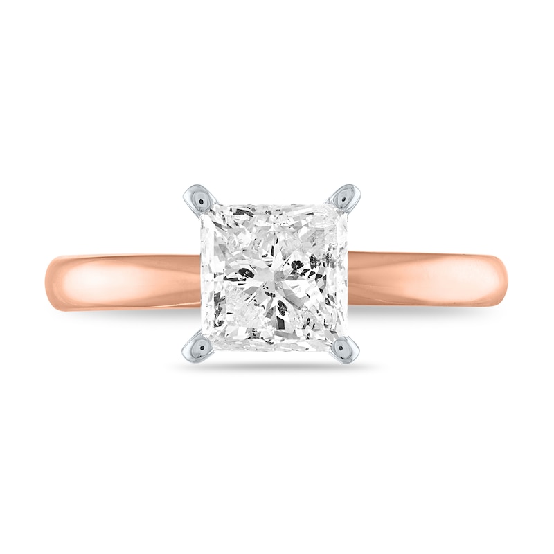 Main Image 2 of 2 CT. Certified Princess-Cut Diamond Solitaire Engagement Ring in 14K Rose Gold (I/I2)
